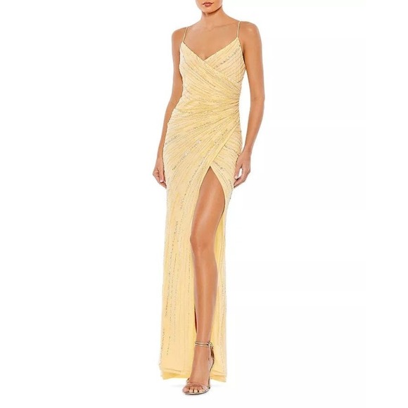 Mac Duggal Sleeveless Deep V-Neck Faux Wrap Evening Dress Size 6 NWT - Picture 1 of 11